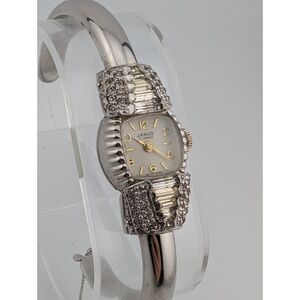 Vintage Janus‎ Mechanical Wach 17 Jewels Crystal Bezel Bangle Band- Working